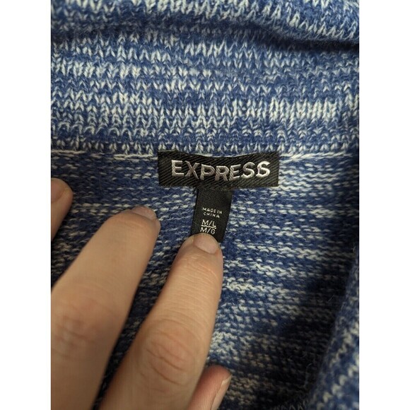Express Sweater Womens Size M/L Blue Wool Mohair Blend Oversized Cozy Y2K 90s - Picture 7 of 10
